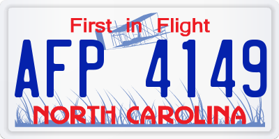 NC license plate AFP4149