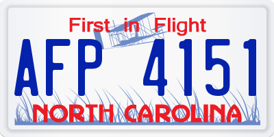 NC license plate AFP4151