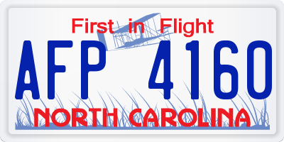 NC license plate AFP4160