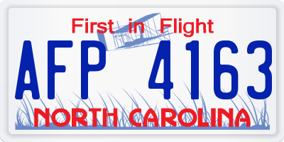 NC license plate AFP4163