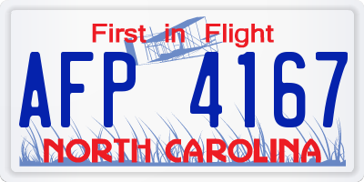 NC license plate AFP4167