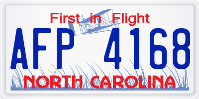 NC license plate AFP4168