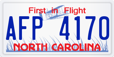 NC license plate AFP4170