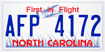 NC license plate AFP4172