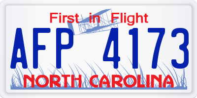 NC license plate AFP4173