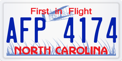 NC license plate AFP4174