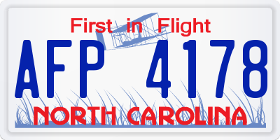 NC license plate AFP4178