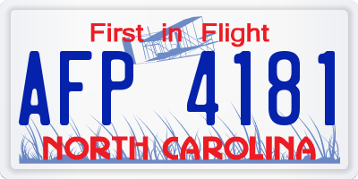 NC license plate AFP4181