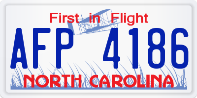 NC license plate AFP4186