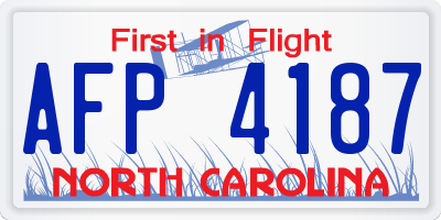 NC license plate AFP4187