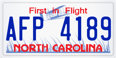 NC license plate AFP4189