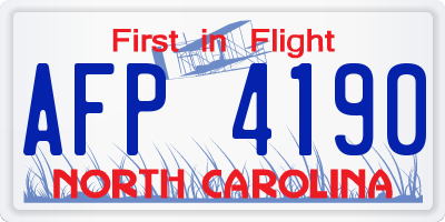 NC license plate AFP4190