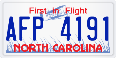 NC license plate AFP4191
