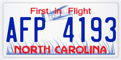 NC license plate AFP4193