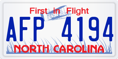 NC license plate AFP4194