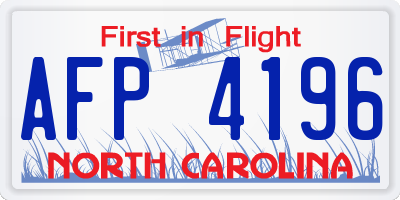 NC license plate AFP4196