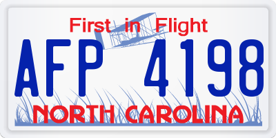 NC license plate AFP4198