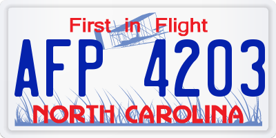 NC license plate AFP4203