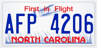 NC license plate AFP4206