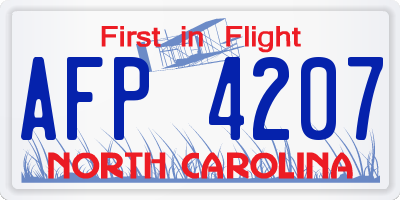NC license plate AFP4207