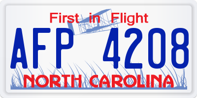 NC license plate AFP4208