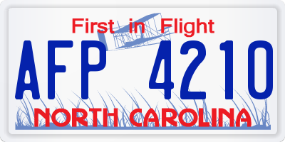 NC license plate AFP4210