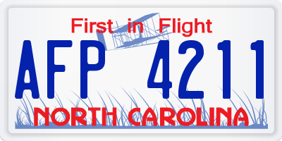 NC license plate AFP4211