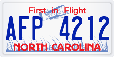 NC license plate AFP4212