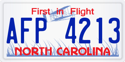 NC license plate AFP4213