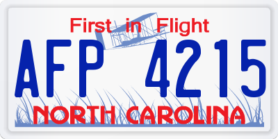 NC license plate AFP4215
