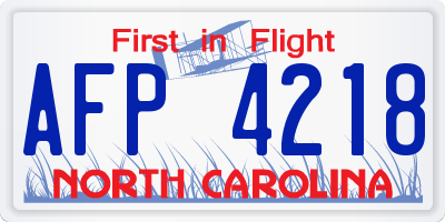NC license plate AFP4218