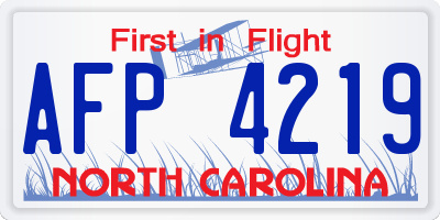 NC license plate AFP4219