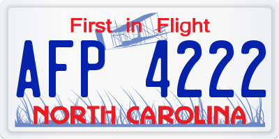 NC license plate AFP4222