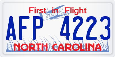NC license plate AFP4223