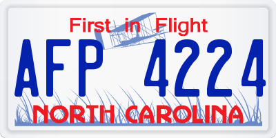 NC license plate AFP4224