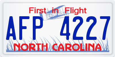 NC license plate AFP4227