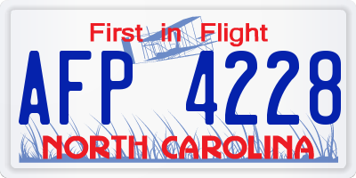 NC license plate AFP4228