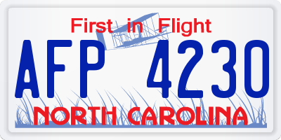 NC license plate AFP4230