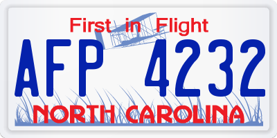 NC license plate AFP4232