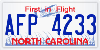 NC license plate AFP4233