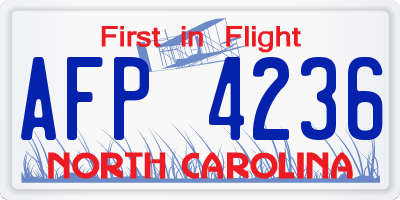 NC license plate AFP4236