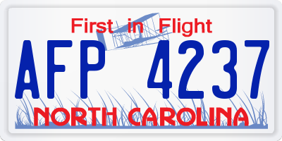 NC license plate AFP4237