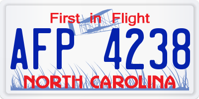 NC license plate AFP4238