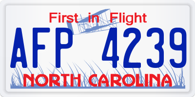 NC license plate AFP4239