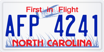 NC license plate AFP4241