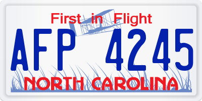 NC license plate AFP4245