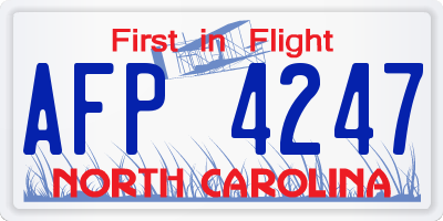 NC license plate AFP4247