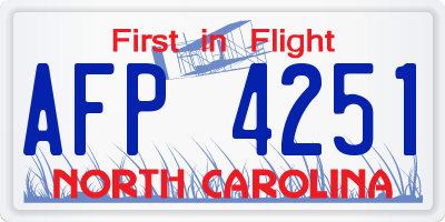 NC license plate AFP4251