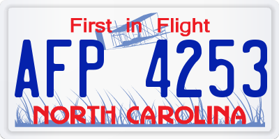 NC license plate AFP4253