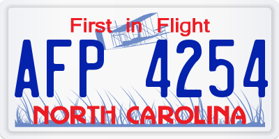 NC license plate AFP4254